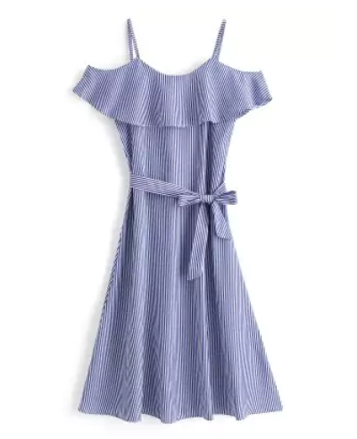 vestido maxi dresses listras e amarração