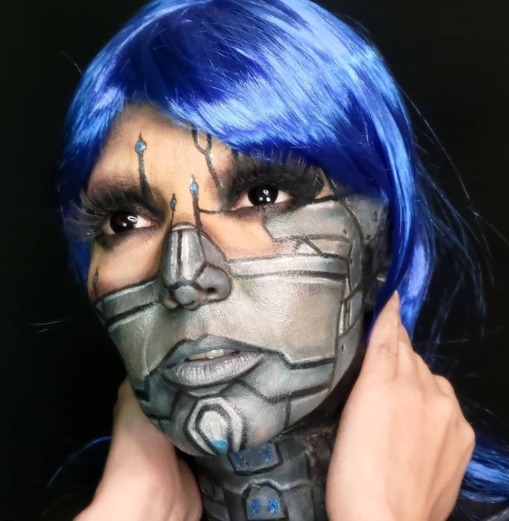 maquiagem robô feminina